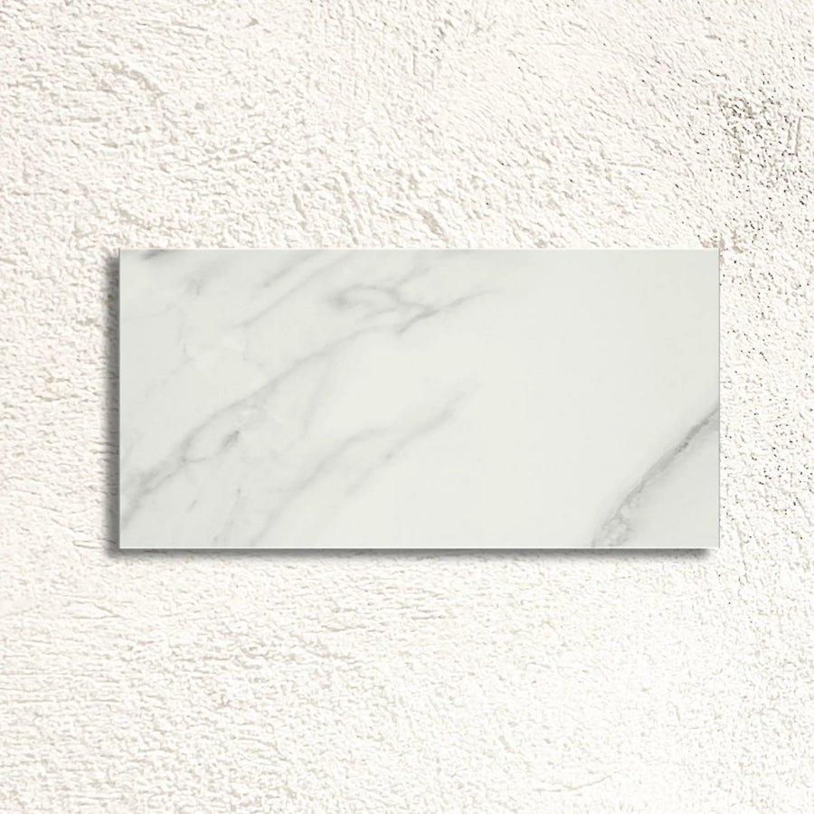 Lumiere White 30 x 60cm glazed ceramic marble effect tile face
