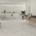 Lumiere White Matt Floor 60 x 60cm glazed porcelain marble effect room setting