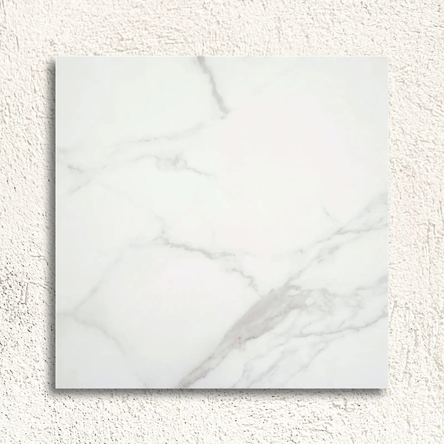 Forum White Marble Satin 100 x 100cm porcelain marble effect tile face