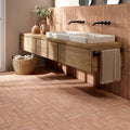 Terracotta Cotto rustic porcelain tile kitchen floor room setting
