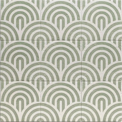 Tahoe Green Decor Three 20x20cm patterned porcelain tile laid canvas view