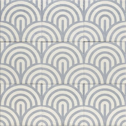 Tahoe Blue Decor Three 20x20cm patterned porcelain tile laid canvas view