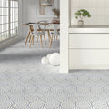 Tahoe Blue Decor Three 20x20cm patterned porcelain feature tile room setting