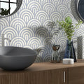 Tahoe Blue Decor Three 20x20cm patterned porcelain feature tile interior setting
