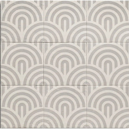 Tahoe Grey Decor Three 20x20cm patterned porcelain tile laid canvas view
