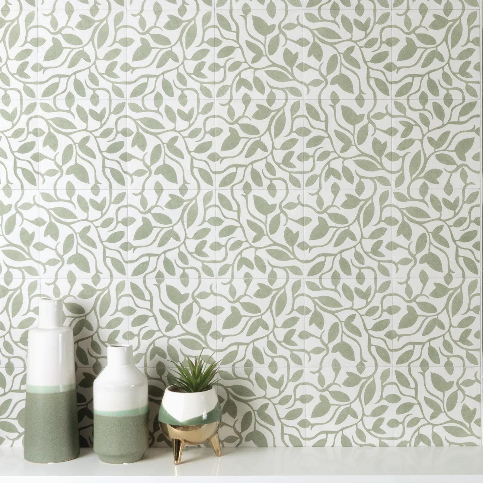Tahoe Green Decor Five 20 x 20cm Porcelain Tile – close-up detail