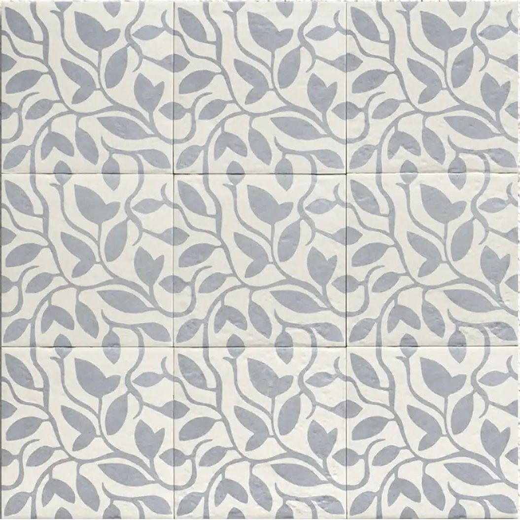 Tahoe Blue Decor Five 20x20cm patterned porcelain tile laid canvas view