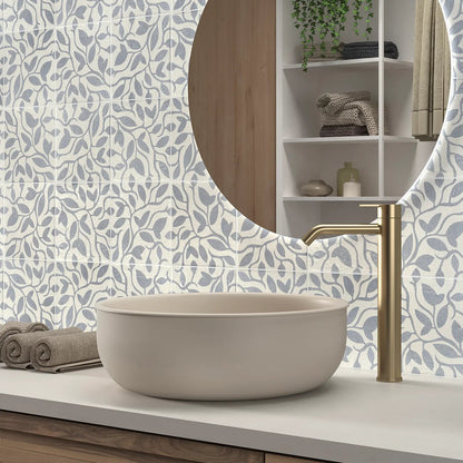 Tahoe Blue Decor Five 20x20cm patterned porcelain feature tile interior setting