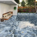 Nusa Sapphire Botanic Decor 25 x 25cm blue porcelain decor tile room setting