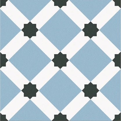 Barcelona Night Pattern 25 x 25cm blue and black patterned porcelain tile face