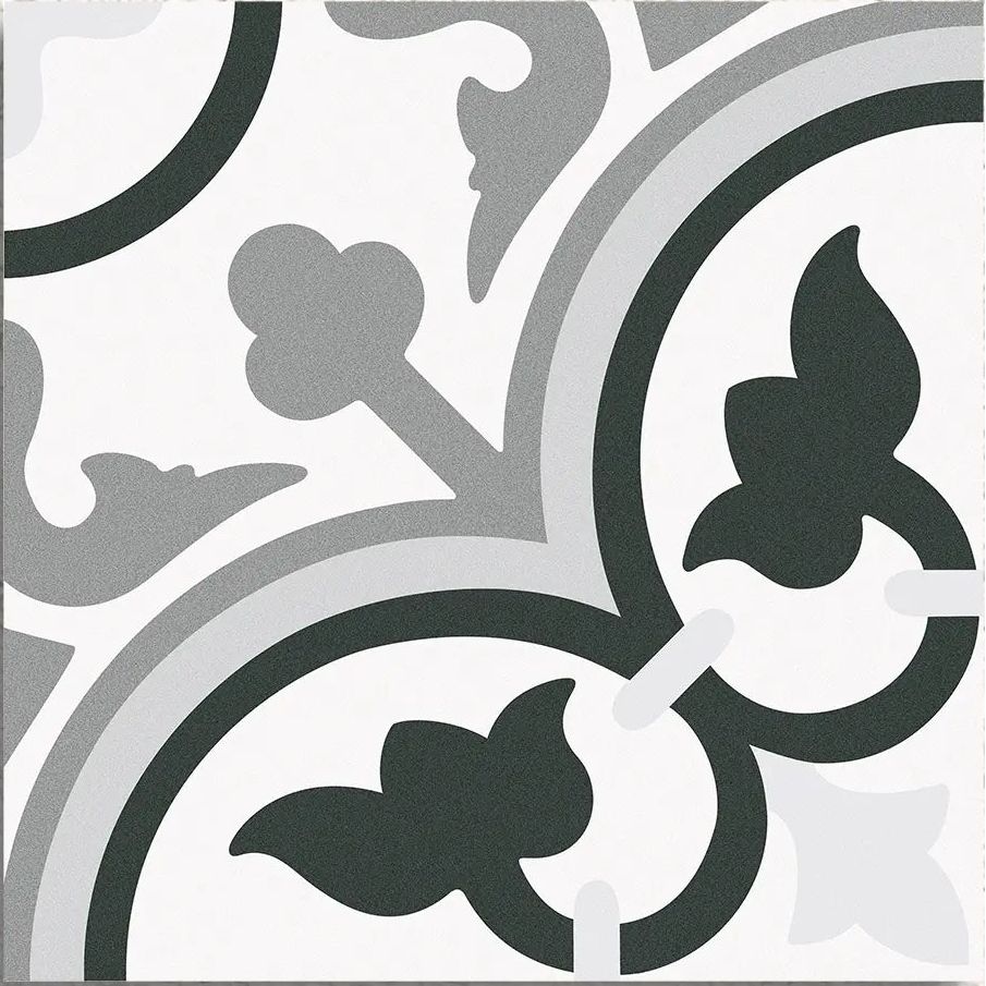Barcelona Classic Pattern 25 x 25cm monochrome patterned porcelain tile face