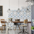 Barcelona Mar Pattern 25 x 25cm patterned porcelain tile room setting