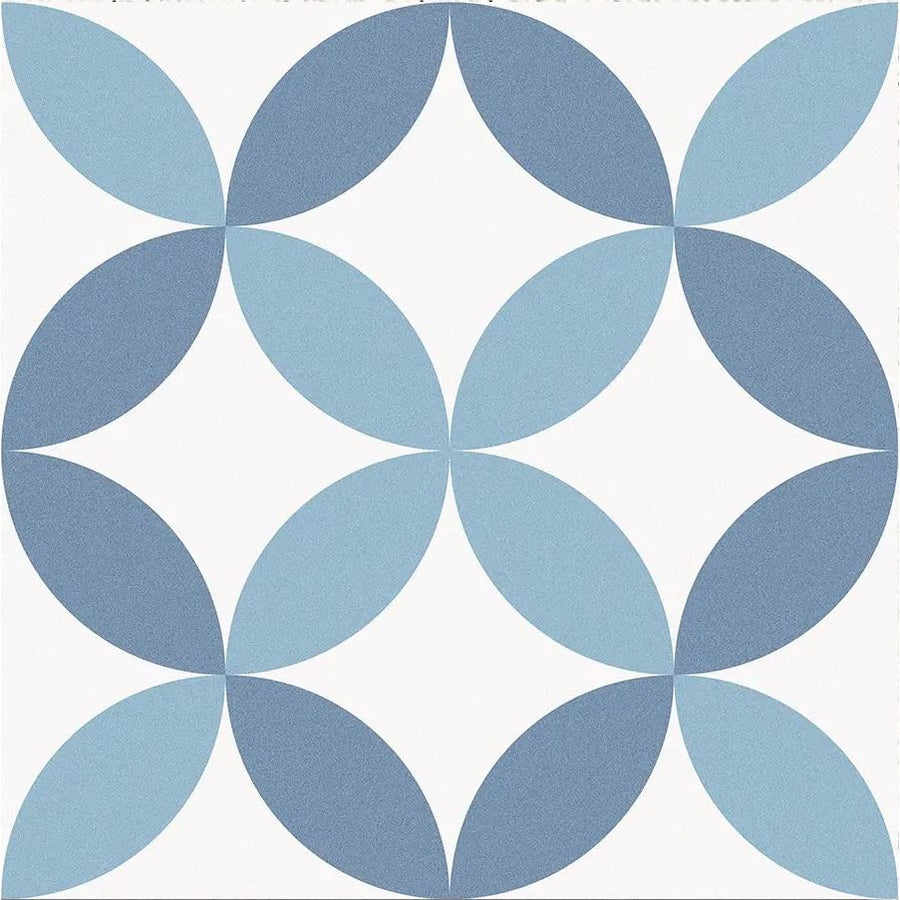 Barcelona Arch Pattern 25 x 25cm blue and white patterned porcelain tile face