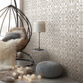Barcelona Sand Pattern 25 x 25cm patterned porcelain tile room setting