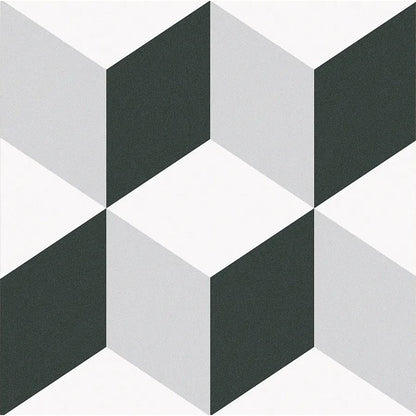 Barcelona Cube Pattern 25 x 25cm geometric patterned porcelain tile face