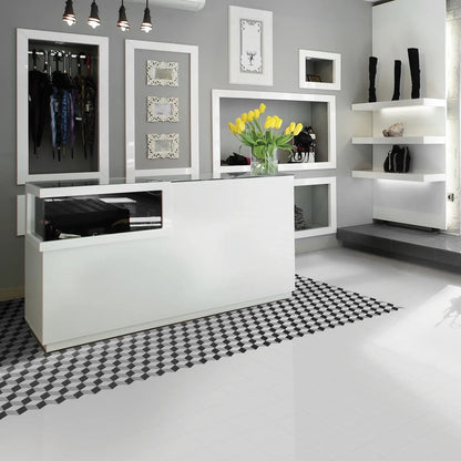 Barcelona Cube Pattern 25 x 25cm patterned porcelain tile room setting