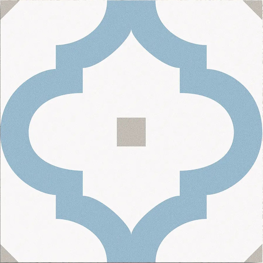 Barcelona Greco Pattern 25 x 25cm blue and white patterned porcelain tile face