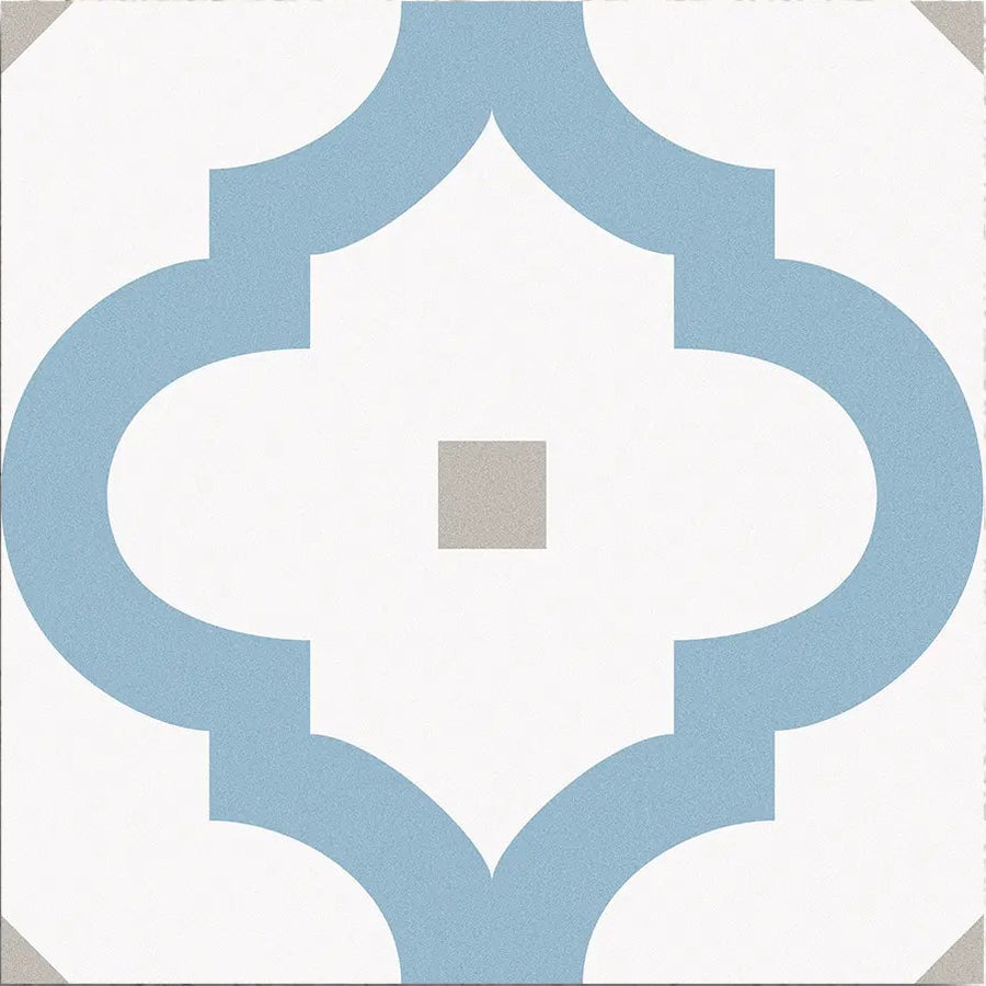 Barcelona Greco Pattern 25 x 25cm blue and white patterned porcelain tile face