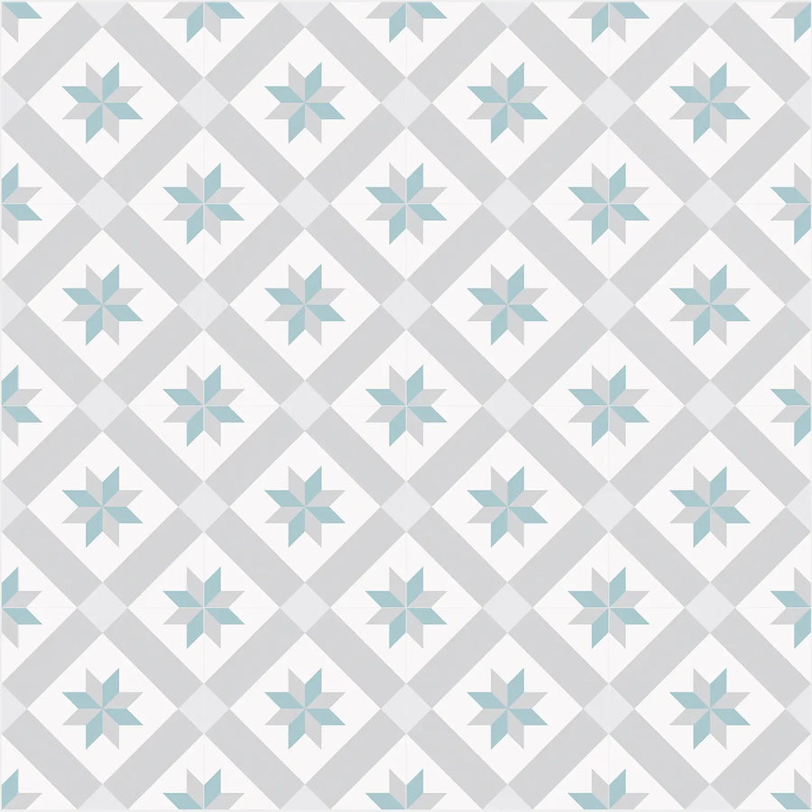 Barcelona Star Pattern 25 x 25cm patterned porcelain tile design