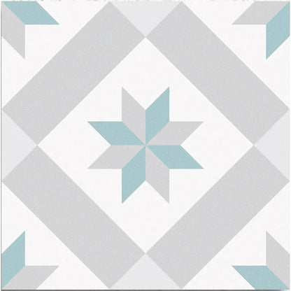 Barcelona Star Pattern 25 x 25cm blue and white geometric patterned porcelain tile face