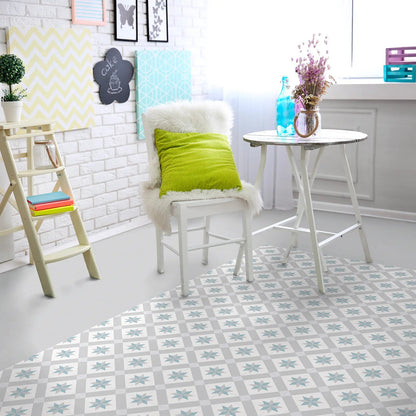 Barcelona Star Pattern 25 x 25cm patterned porcelain tile room setting