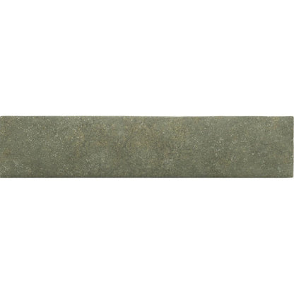 Sutton Forest green stone-effect porcelain tile, 6 x 30cm, tile face
