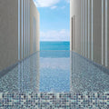 Nature Royal blue glass mosaic tile in a pool setting
