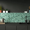 Nature Bali Matt green glass mosaic tile in a room setting