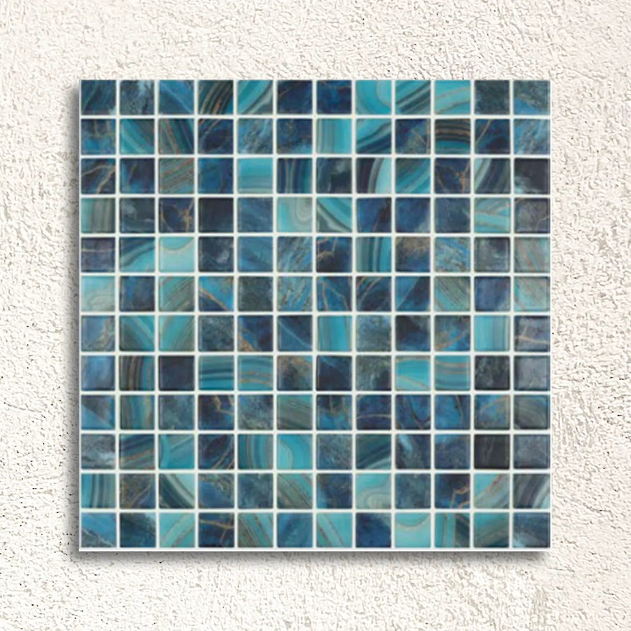 Nature Royal Matt 31.7 x 31.7cm blue glass mosaic tile face