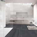 Ionic White 30 x 120cm porcelain metal effect tile room setting