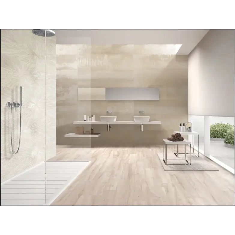 Ionic Sand 60 x 120cm porcelain metal effect tile room setting