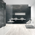 Ionic Steel 30 x 120cm porcelain metal effect tile room setting