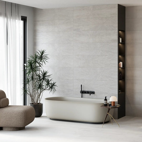 Ionic White Impact Décor 30 x 120cm (Set of 2) Porcelain Tile