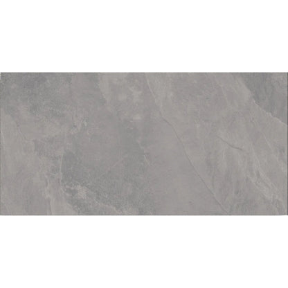 Solide Smoke matt porcelain stone effect tile 60 x 120cm face detail in smoky grey