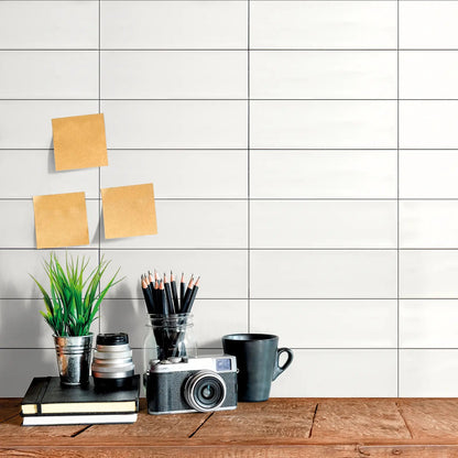 Aria White Matt 10 x 30cm glazed ceramic metro tile room setting