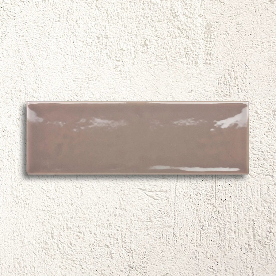 Aria Dark Brown Gloss 10 x 30cm glazed ceramic metro tile face