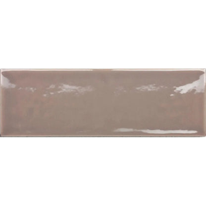 Aria Dark Brown Gloss 10 x 30cm glazed ceramic metro tile face