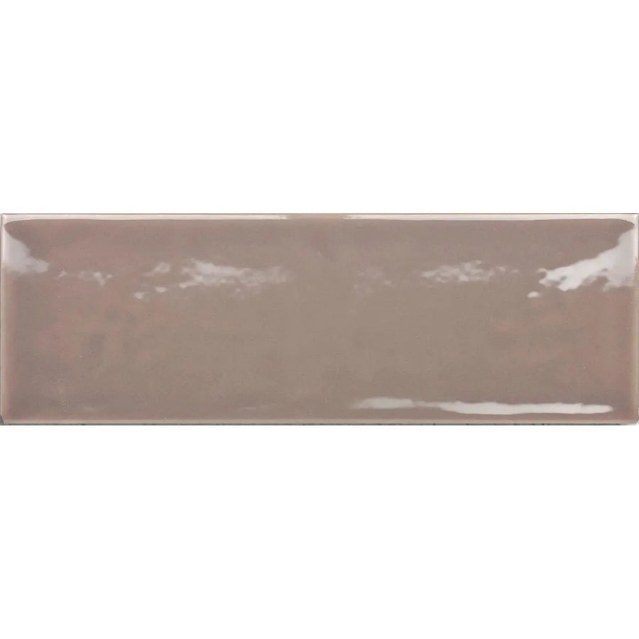 Aria Dark Brown Gloss 10 x 30cm glazed ceramic metro tile face