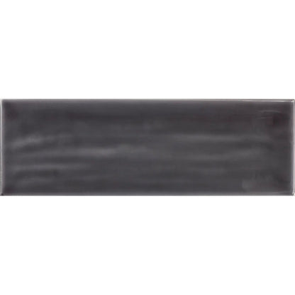 Aria Black Gloss 10 x 30cm glazed ceramic metro tile face