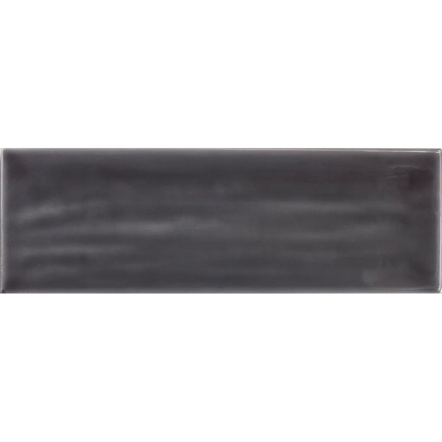 Aria Black Gloss 10 x 30cm glazed ceramic metro tile face