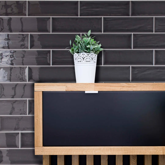 Aria Black Gloss 10 x 30cm Ceramic Tile