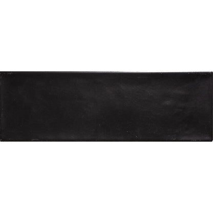 Aria Black Matt 10 x 30cm glazed ceramic metro tile face