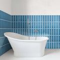 Aria Blue Gloss 10 x 30cm glazed ceramic metro tile room setting