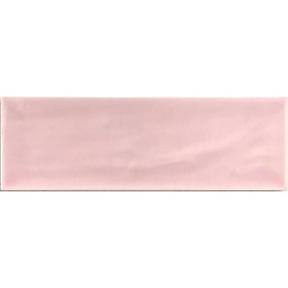 Aria Pink Gloss 10 x 30cm glazed ceramic metro tile face