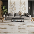 Reflect Calacatta Décor A Polished 60 x 120cm porcelain marble effect tile room setting