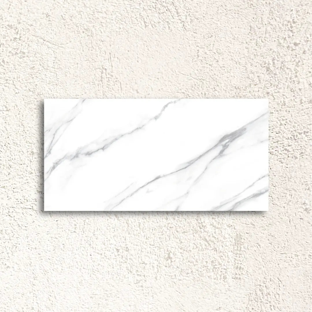Reflect Carrara Polished 60 x 120cm porcelain marble effect tile face