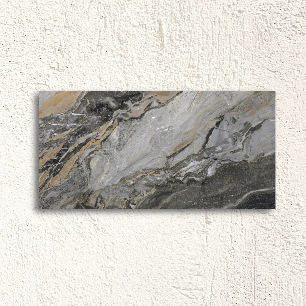 Reflect Nero Polished 60 x 120cm porcelain marble effect tile face