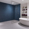 Aquastyle Arrecife Blue glass mosaic tiles lining a swimming pool