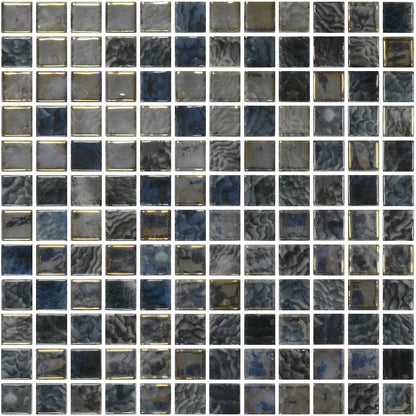 Aquastyle Arrecife Iridis Grey glass mosaic shown as a large surface