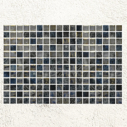 Aquastyle Arrecife Iridis Grey 25mm glass mosaic sheet face detail